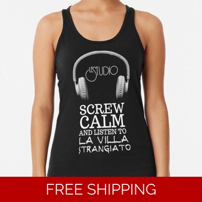 Woman A Black Racerback Tank Top La Villa Logo